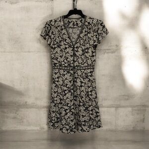 Max Studio Black and Cream Floral MiniDress